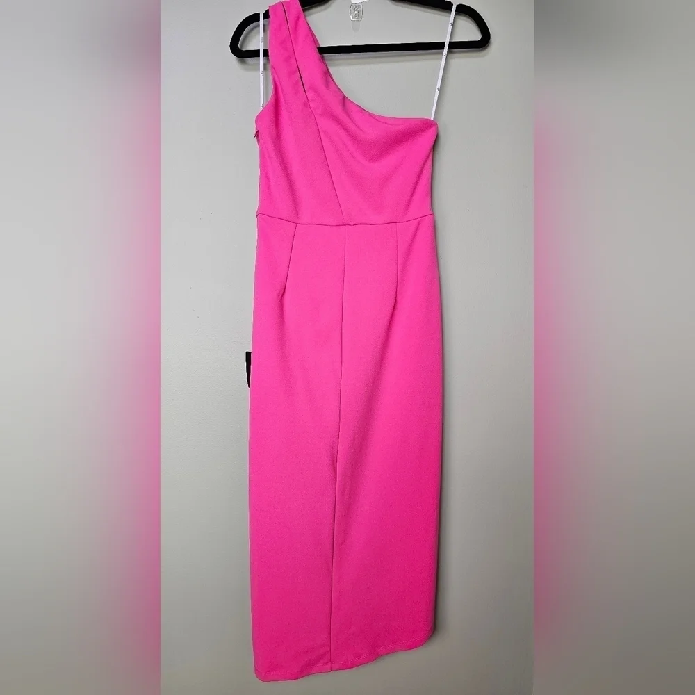 Lulus So Flirty Hot Pink One-Shoulder Cutout Asymmetrical Dress Womens